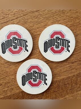 The Ohio State University Coasters Set of 3 Buckeyes Ceramic Cork Back 4.25”
